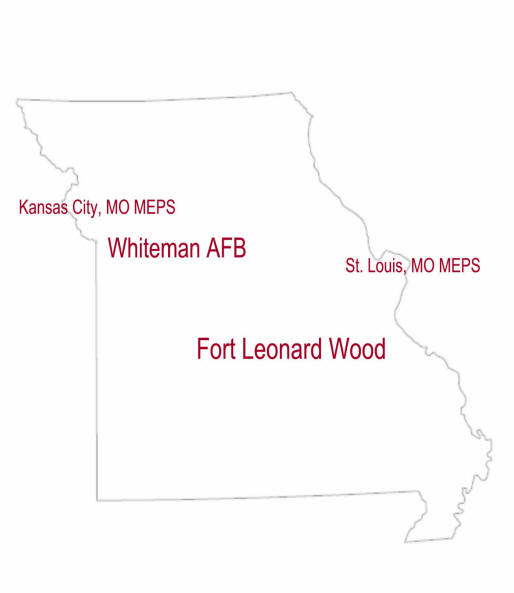 Map of Missouri locating Military Installations