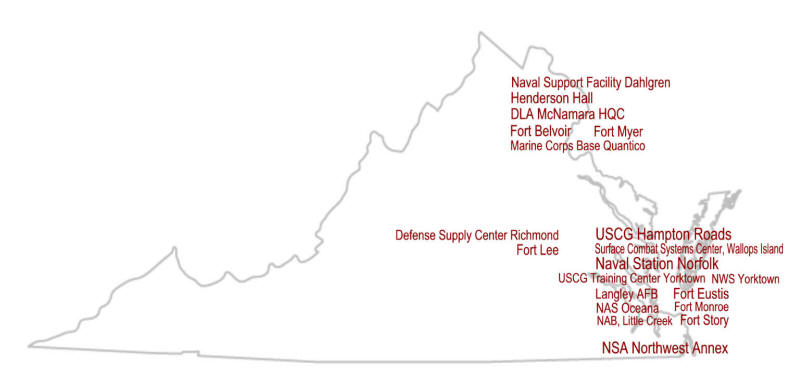 Locate Virginia Military Relocation Specialists by clicking the installation