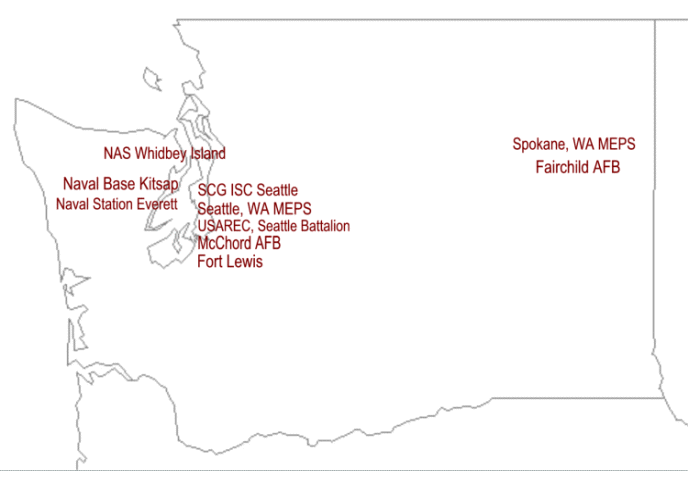 Locator Map for Washington Military Installations and Bases
